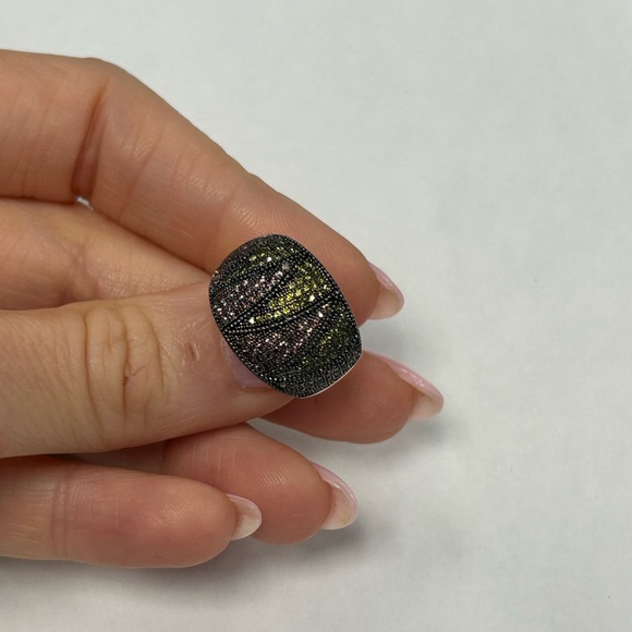 Suzy Levian Rose Sterling Silver Pave Green & Pink CZ Ring NWT - Picture 4 of 7